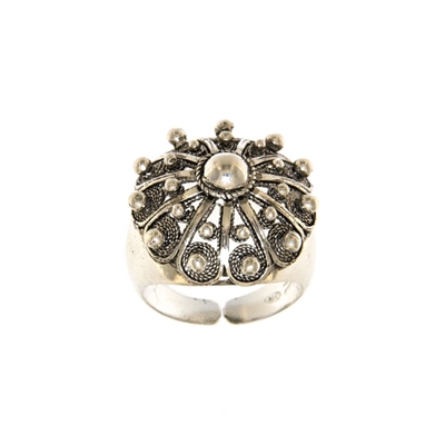Silver ring with Sardinian button