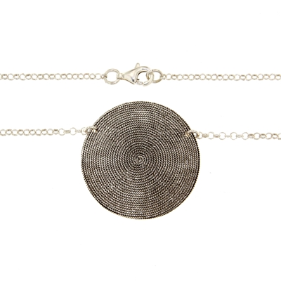Silver necklace with corbula discs