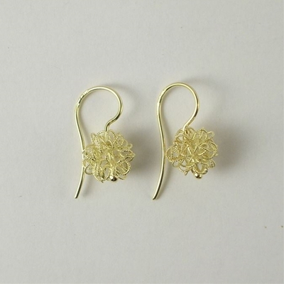 Gold earrings with filigree flocks (10 mm)