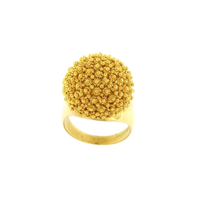 Gold ring in honeycomb sardinian filigree