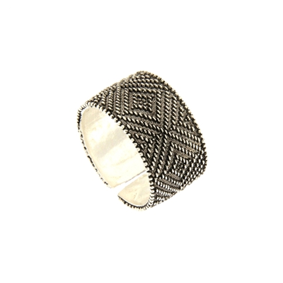 Anello a fascia Pibiones in argento brunito