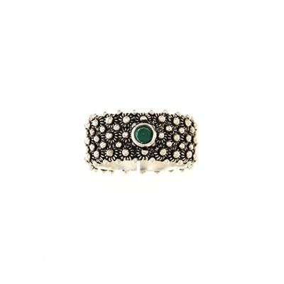 Fede sarda a 3 file in argento brunito con agata verde