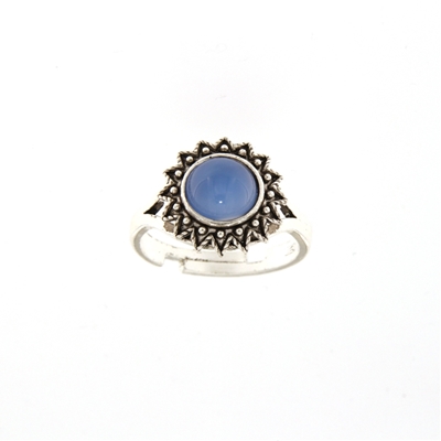 Anello sardo in filigrana Girasole in argento con agata blu (15 mm)