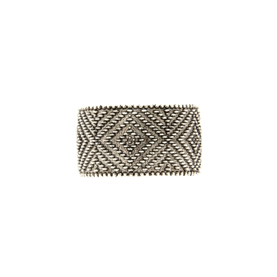 Silver filigree band ring.