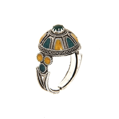 Silver ring with enamel