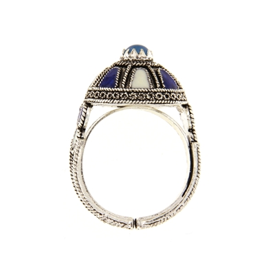 Anello d´argento in filigrana con agata blu