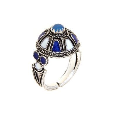Anello d´argento in filigrana con agata blu