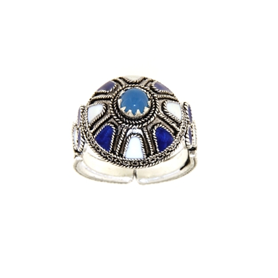 Anello d´argento in filigrana con agata blu