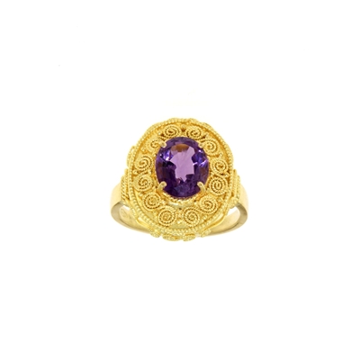 Gold ring with amethyst