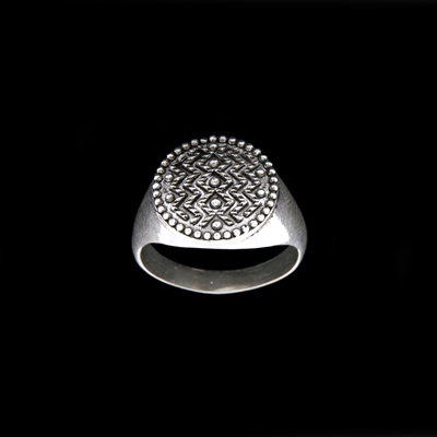 Silver ring with Pibiones element