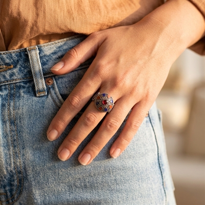 Anello d´argento in filigrana con agata corniola