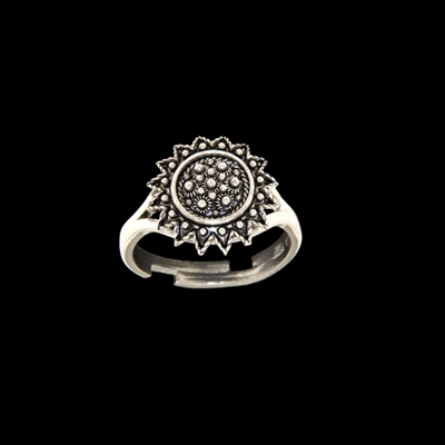 Silver ring with filigree sunflower (15 mm)