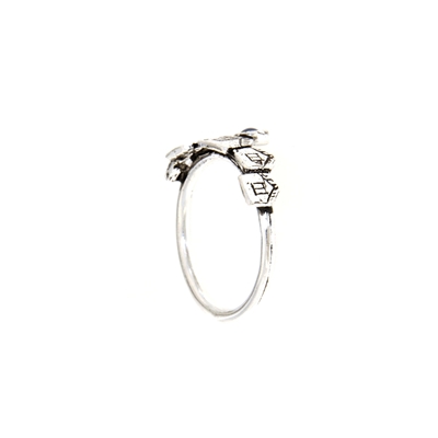 Anello biddas in argento con agata blu