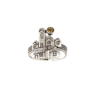 Anello biddas in argento con quarzo citrino
