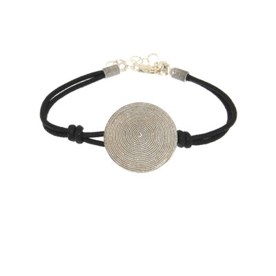 Cotton rope bracelet with silver corbula disc (26 mm)