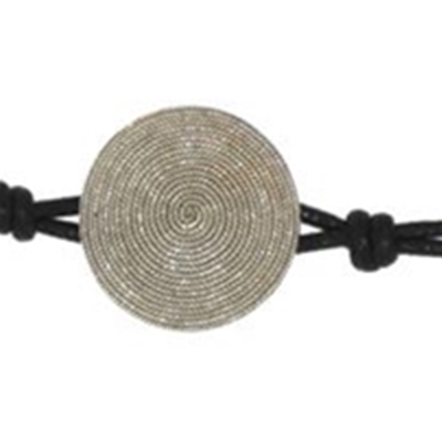 Cotton rope bracelet with silver filigree disc