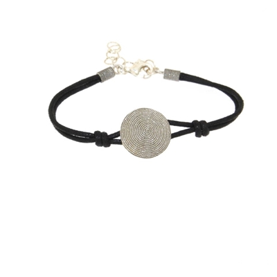 Cotton rope bracelet with silver corbula disc (18 mm)
