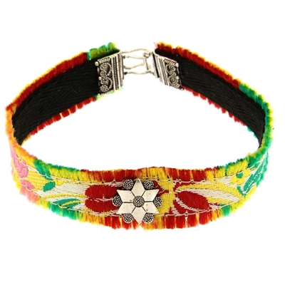 Bracciale in filigrana d´argento e broccato