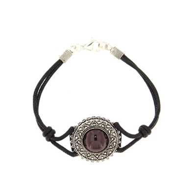 Silver filigree bracelet with garnet