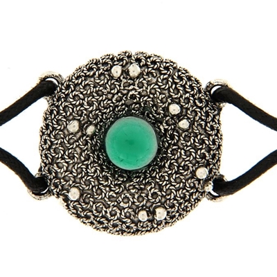 Silver filigree bracelet with green agate