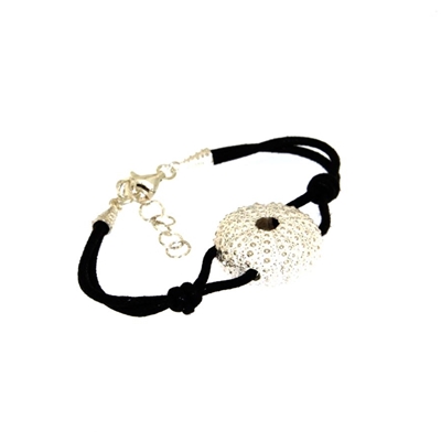 Cotton rope bracelet  with silver sea-urchin