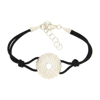 Cotton rope bracelet  with silver sea-urchin