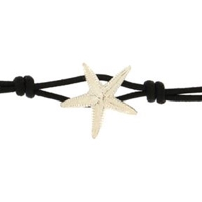 Cotton rope bracelet  with silver starfish