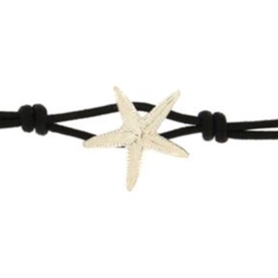 Bracciale in cotone con stella marina in  argento