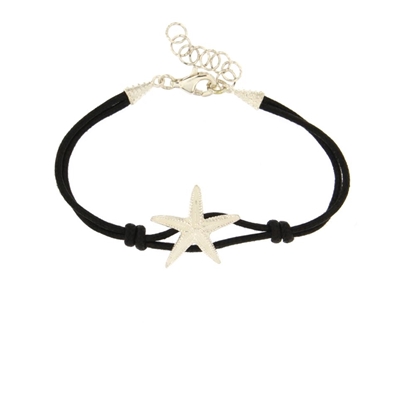 Bracciale in cotone con stella marina in  argento