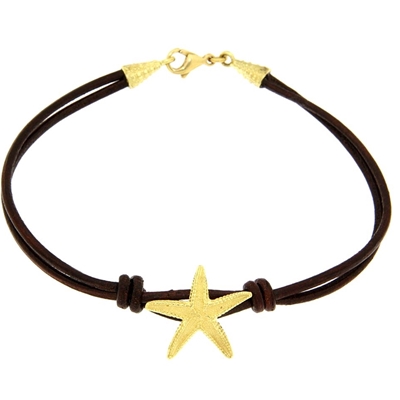 Bracciale Stella Con Filo Giallo In Argento 925 - Regolabile - Masbarata Con Certificato