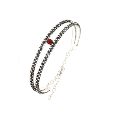 Bracciale d´argento in nido d´ape con agata corniola