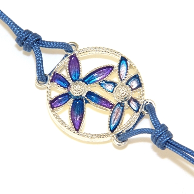 Bracciale in argento con fiori di filigrana smaltati