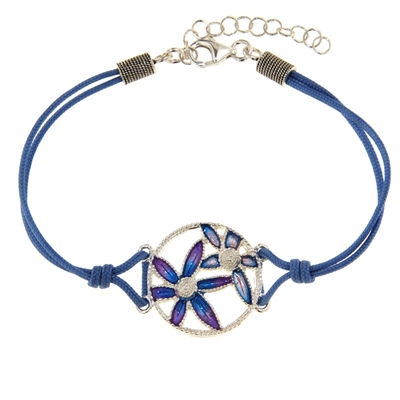 Bracciale in argento con fiori di filigrana smaltati