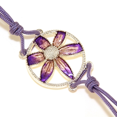 Bracciale in argento con fiore di filigrana smaltato