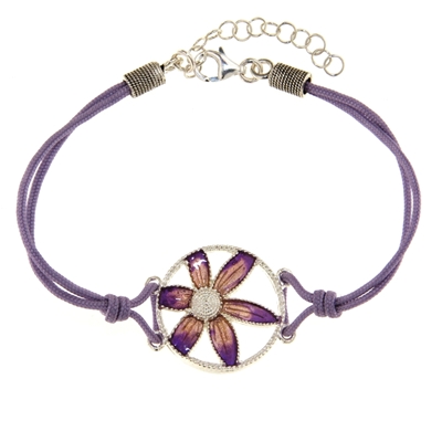 Bracciale in argento con fiore di filigrana smaltato
