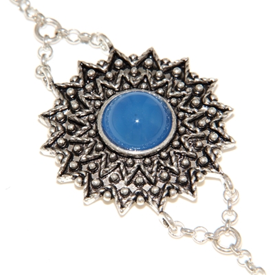 Bracciale d´argento girasole di filigrana con agata blu (24 mm)