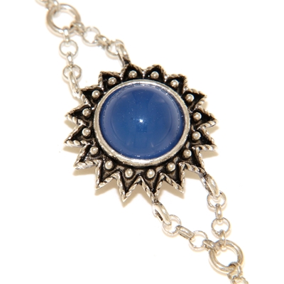 Bracciale d´argento girasole di filigrana con agata blu (15 mm)