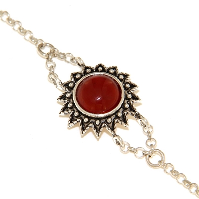 Bracciale d´argento girasole di filigrana con agata corniola (15 mm)