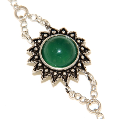 Bracciale d´argento girasole di filigrana con agata verde (15 mm)