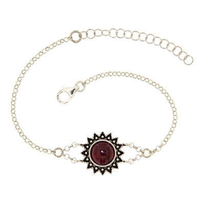 Bracciale d´argento girasole di filigrana con granato (15 mm)