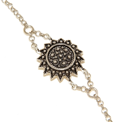 Silver bracelet with filigree sunflower (15 mm)