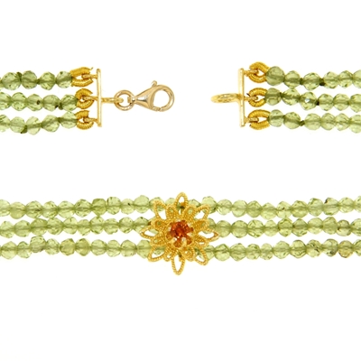 Gold Bracelet with Peridot and Spessartite
