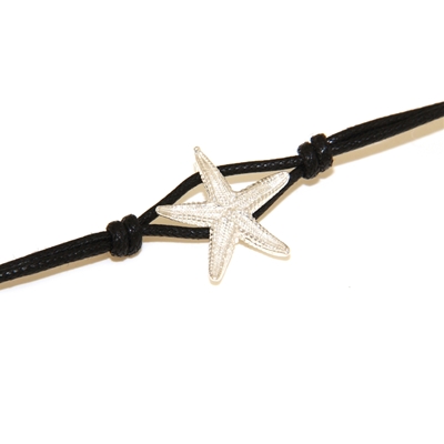 Bracciale in cotone con stella marina in argento (18mm)