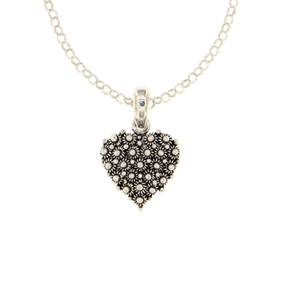 Silver pendant ´heart of filigree´ with rolò chain