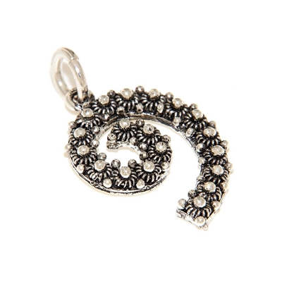 Silver spiral pendant with sardinian filigree decoration