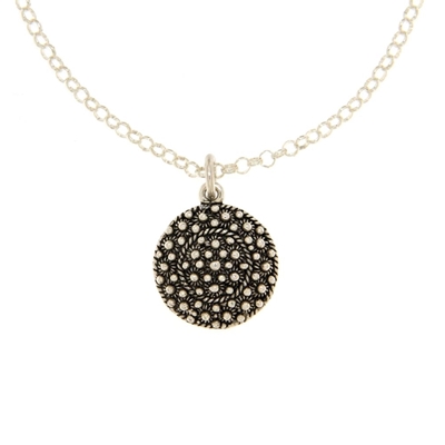 Silver filigree pendant with rolò chain (14 mm)