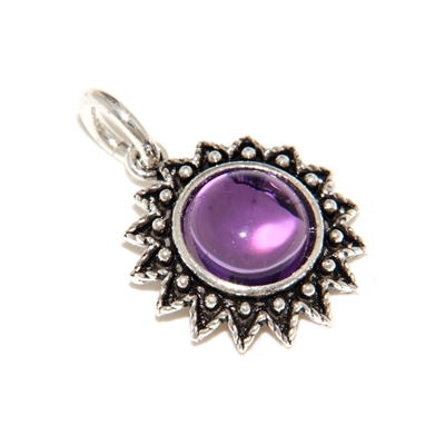 Sardinian silver filigree pendant with amethyst (15 mm)