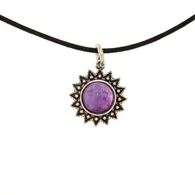 Sardinian silver filigree pendant with amethyst (15 mm)