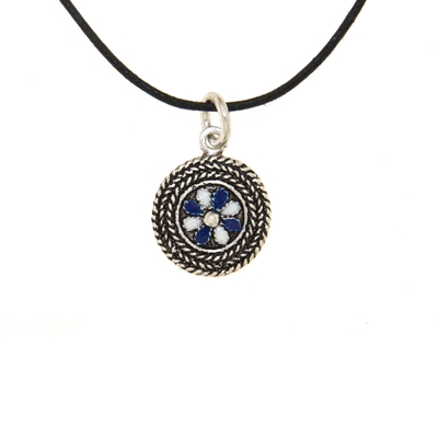 Ciondolo fenicio in argento con smalti (14mm)