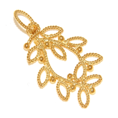 Ciondolo doppio ramo di mirto in filigrana d´argento dorato